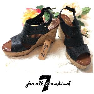 Seven leather sandals with cork wedge heal, new!